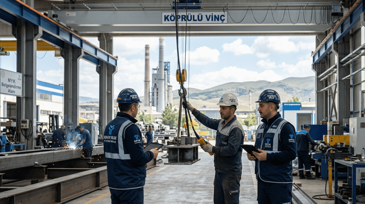 Kırıkkale sanayi bölgesinde Başkent Belge tarafından gerçekleştirilen Makine Montajcısı Seviye 3 MYK sınavı ve yetkili denetim süreci.